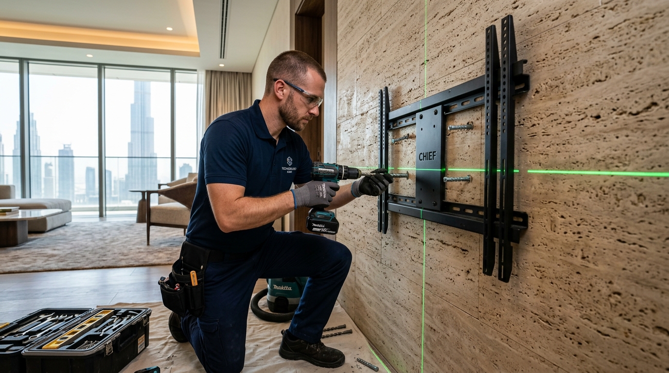Laser-Aligned Heavy Display Mounting and Technical Repairs